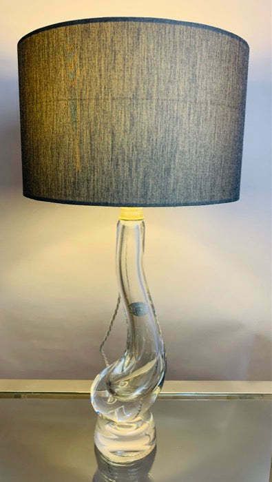 1950s Belgium Val St Lambert Clear Crystal Glass "Swan" Table Lamp photo 325.0