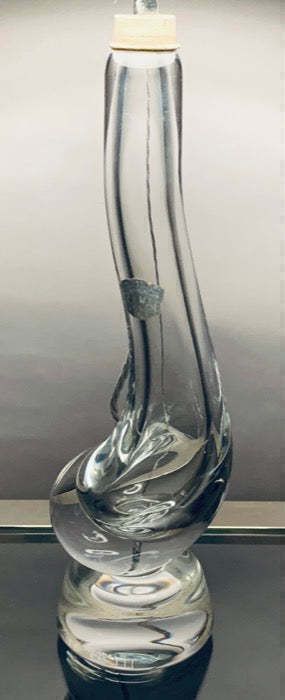 Lighting 1950s Belgium Val St Lambert Clear Crystal Glass "Swan" Table Lamp photo