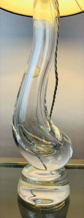 photo buy 1950s Belgium Val St Lambert Clear Crystal Glass "Swan" Table Lamp