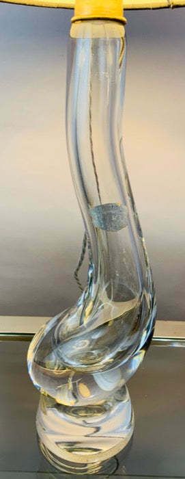 photo vintage 1950s Belgium Val St Lambert Clear Crystal Glass "Swan" Table Lamp