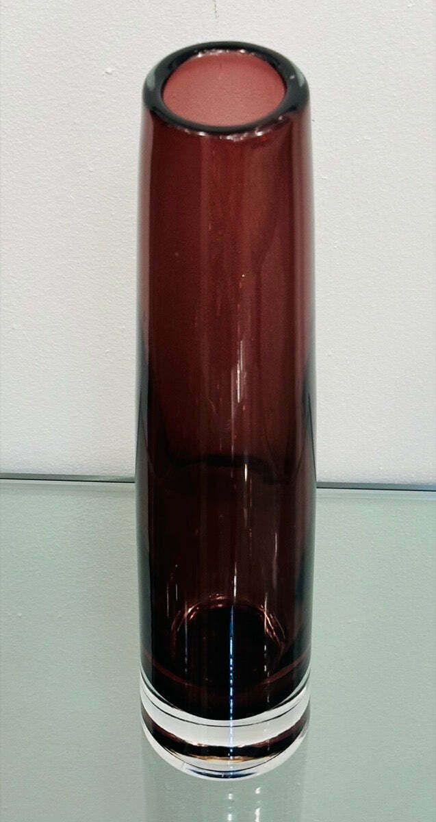 1960s Danish Handblown Purple & Clear Glass Vase photo Home Decor