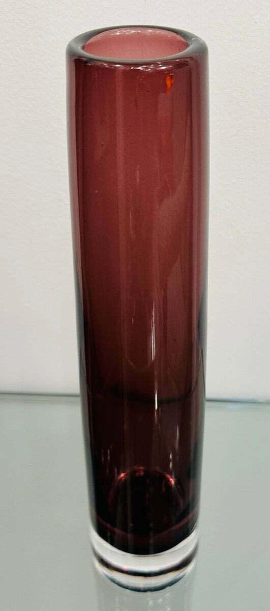 1960s Danish Handblown Purple & Clear Glass Vase photo 95.0