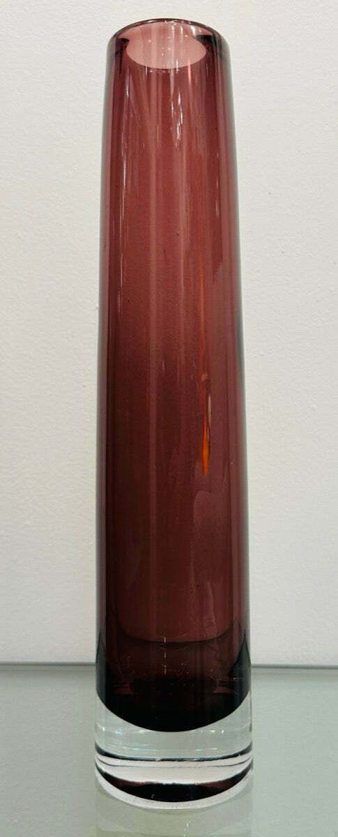1960s Danish Handblown Purple & Clear Glass Vase photo vinterior