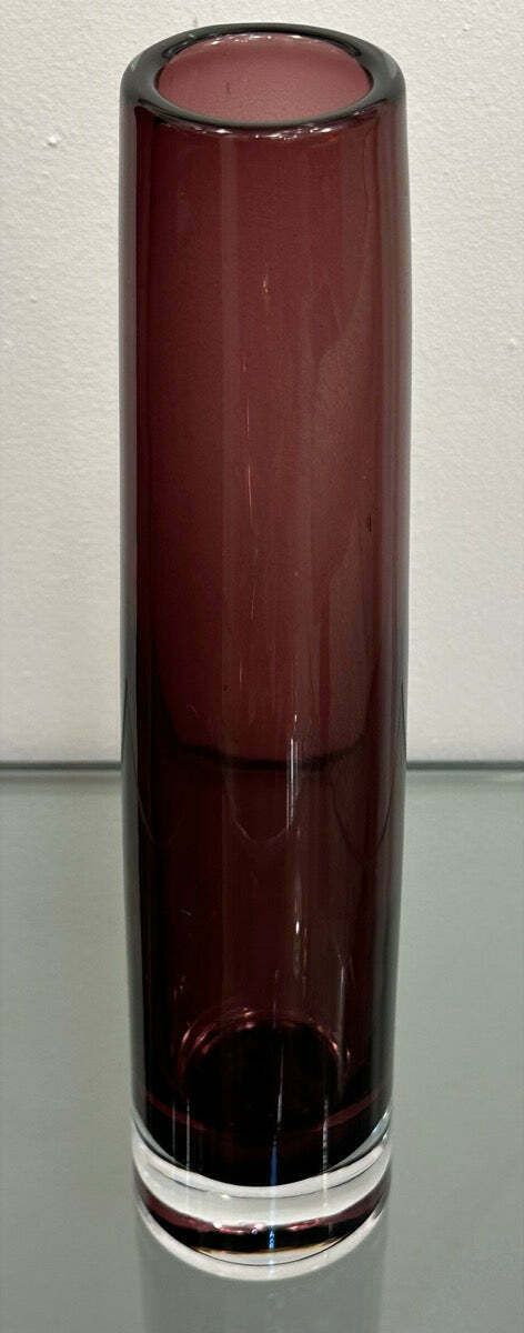1960s Danish Handblown Purple & Clear Glass Vase photo buy