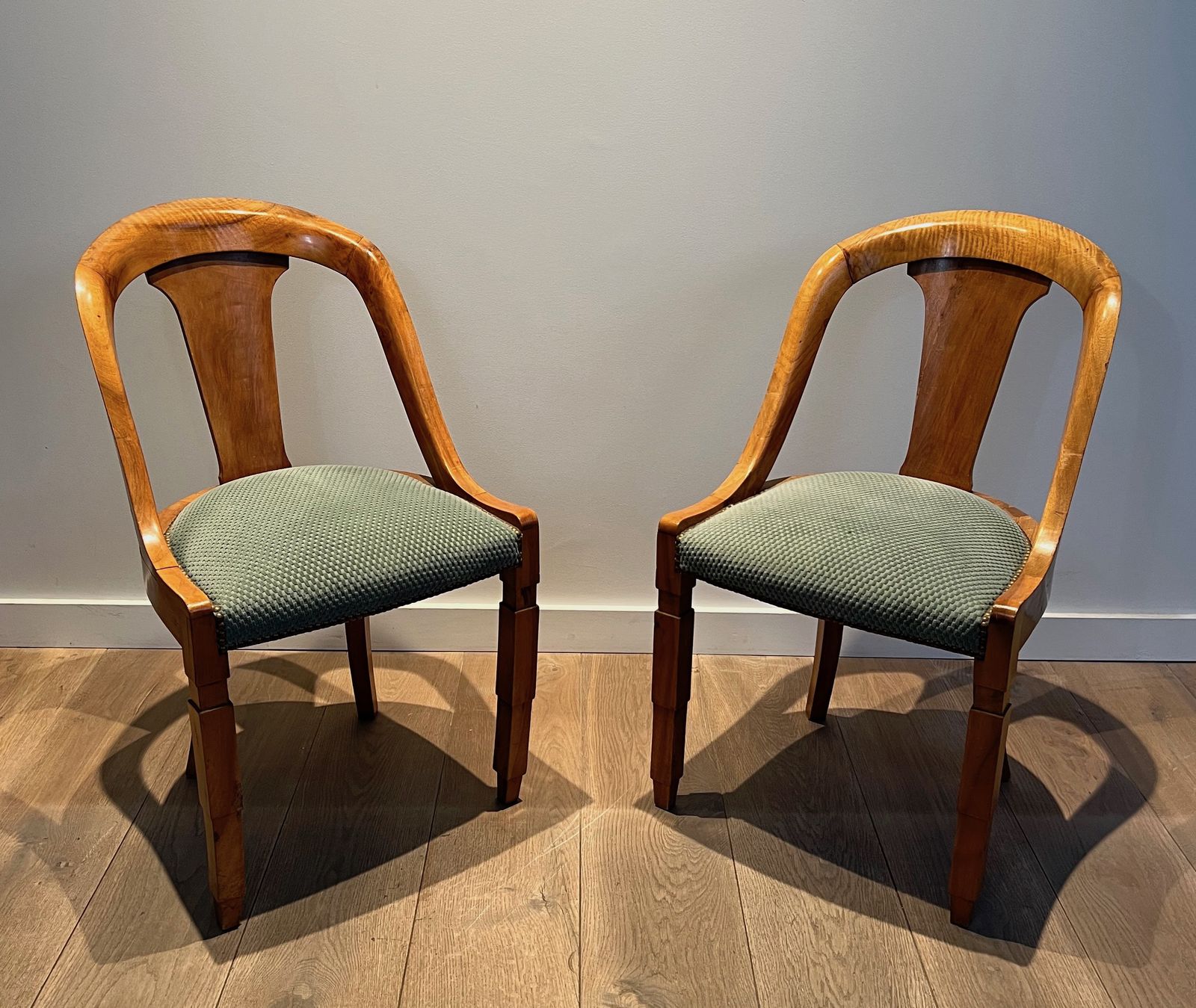 Set Of 6 Art Deco Period Walnut Gondola Chairs photo Furniture