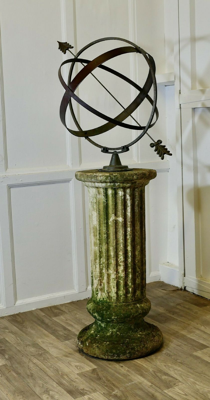 19th Century Copper Armillary Sphere On A Stone Pedestal