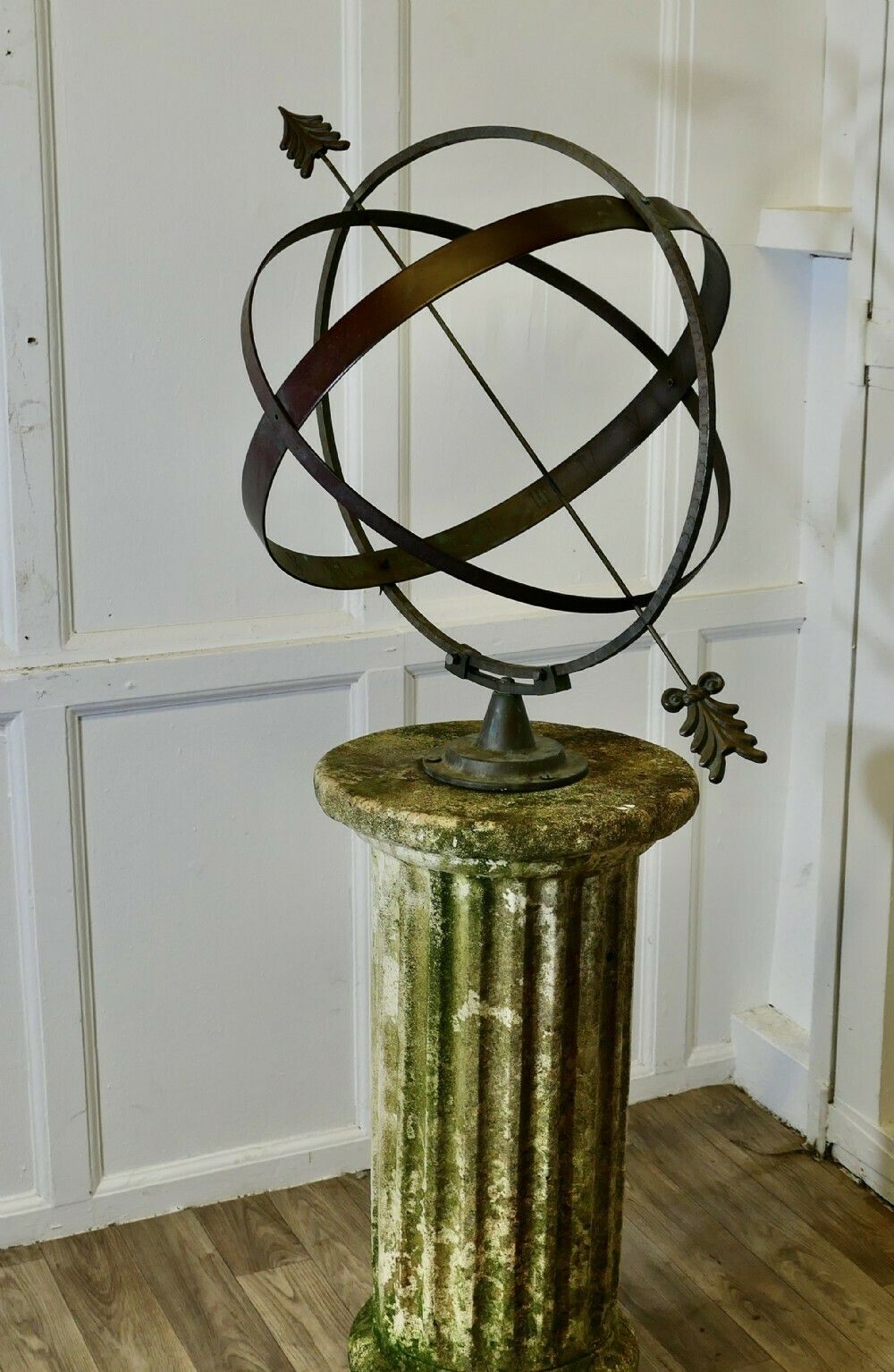 19th Century Copper Armillary Sphere On A Stone Pedestal photo furniture