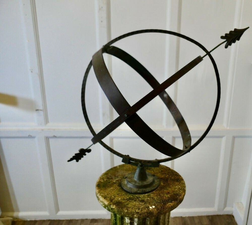 19th Century Copper Armillary Sphere On A Stone Pedestal photo buy