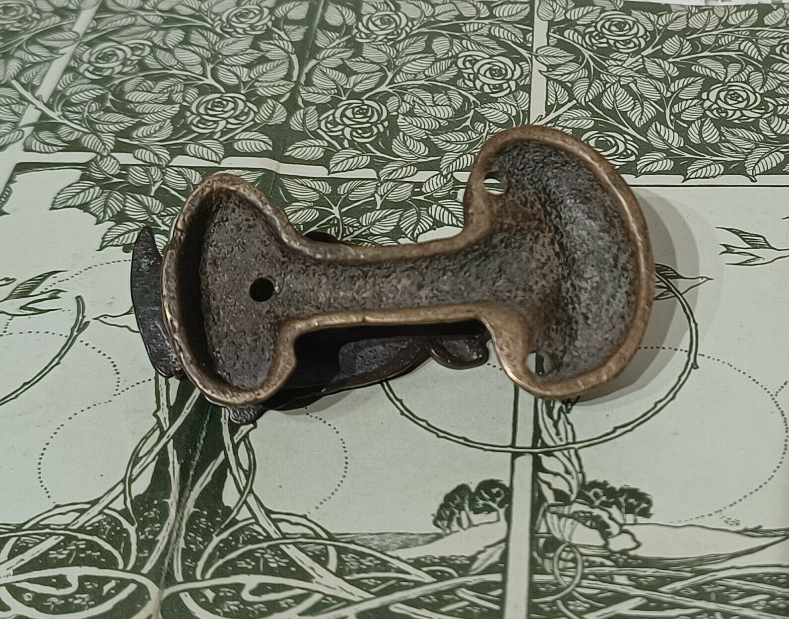 Cast Brass Pixie Figure Under Toadstool Door Knocker,Bronze Gold Tone . photo vintage