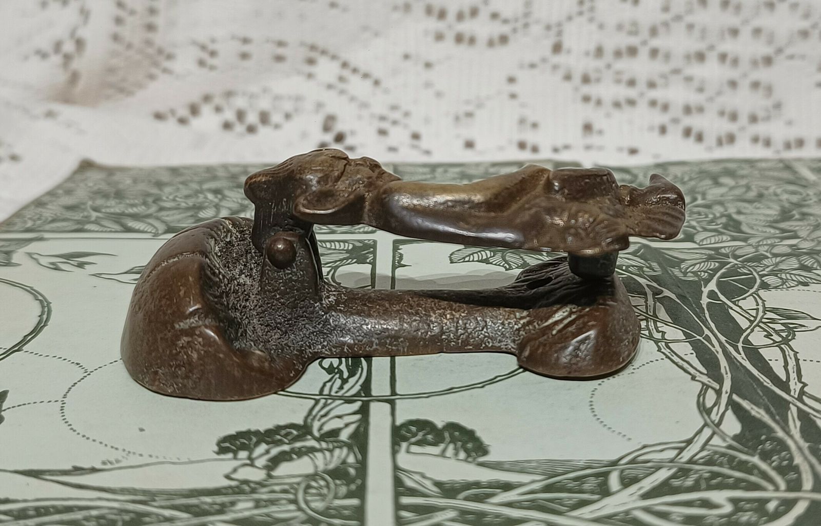 Cast Brass Pixie Figure Under Toadstool Door Knocker,Bronze Gold Tone . photo vinterior