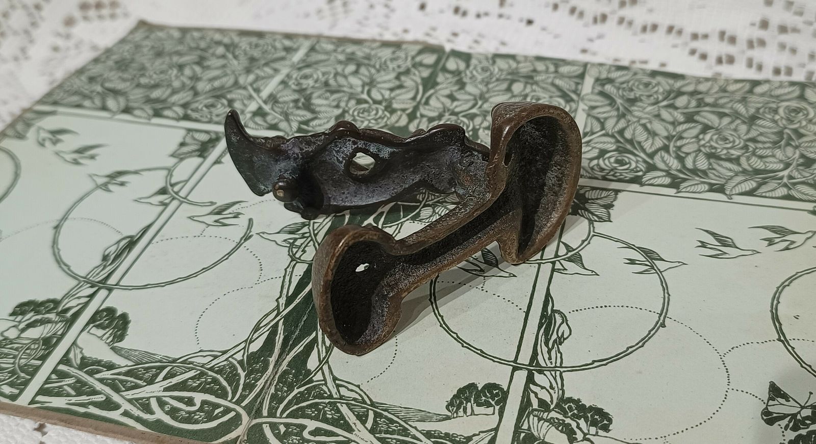 photo for sale Cast Brass Pixie Figure Under Toadstool Door Knocker,Bronze Gold Tone .