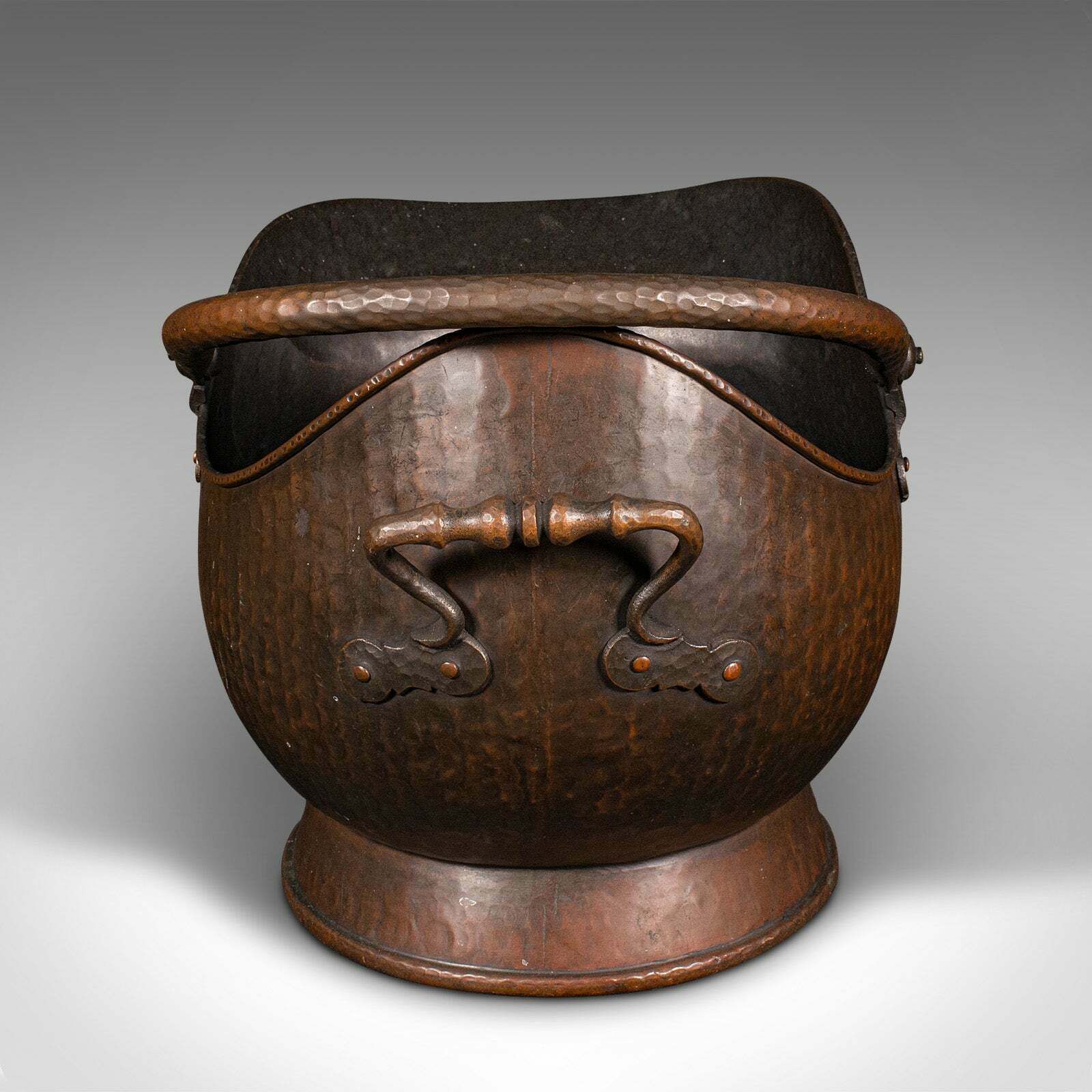 Antique Fireside Helmet Scuttle, English, Copper, Coal, Fuel Store, Victorian photo buy