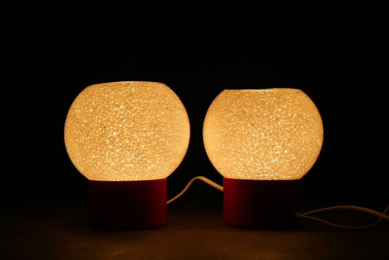 photo vinterior 1970s Pair Of Nightstands Lamps By Pokrok Zilina, Czechoslovakia