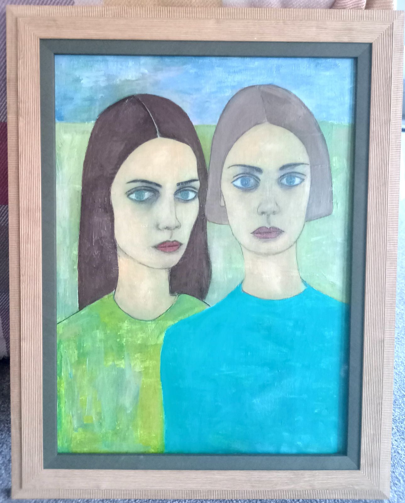 Anastasia And Janine, 2010s, Oil Paint photo furniture