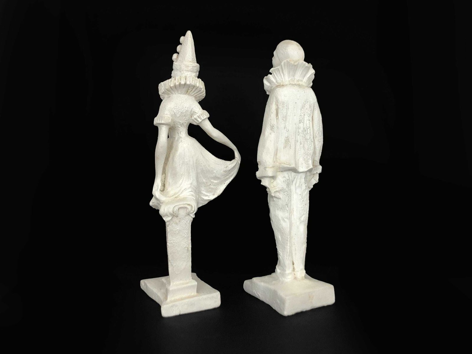 photo furniture Pair Of Sculptures Of Pierrot And Colombine In Salt Stone Art Deco Style. 50s 60s