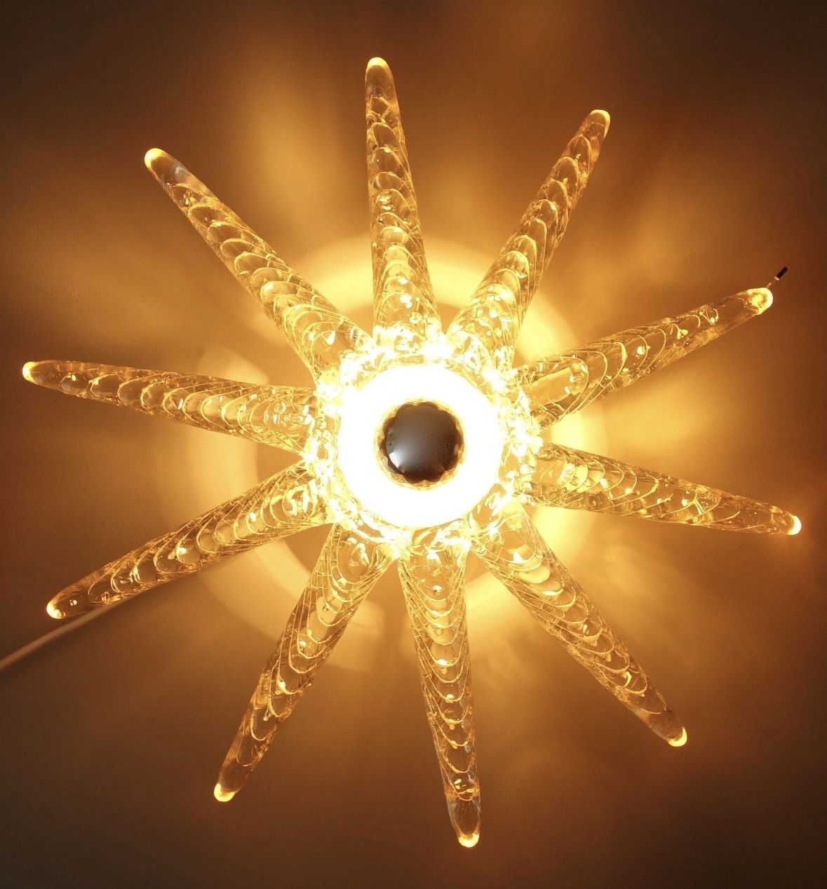 Stunning 10 Arm Star Fish Sunburst Wall Light Sconce Aro Leuchte Hanging Resin Acrylic Rare Graphic Lamp Mid Century Modern