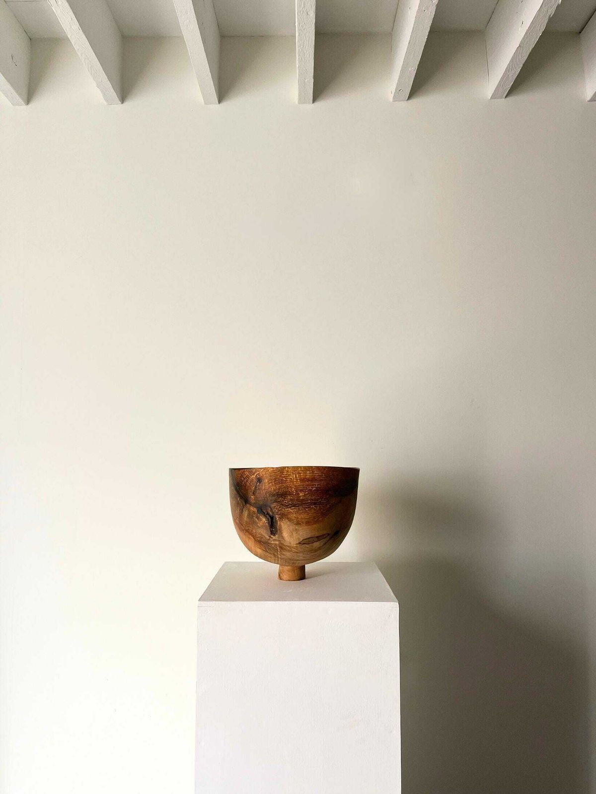 Large Sculptural Wooden Bowl Vessel In Solid Olive Ash Wood