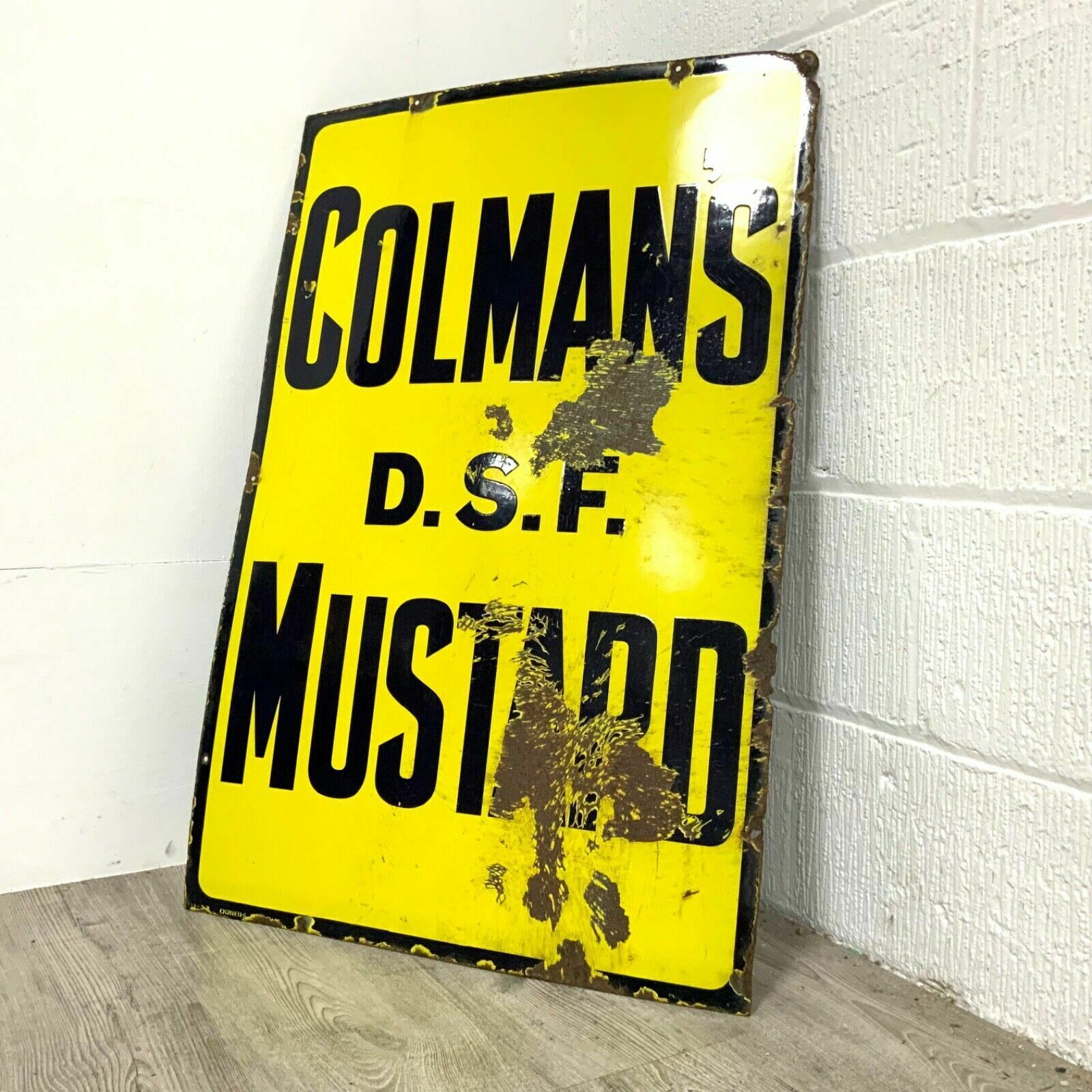 Antique Colemans Mustard Enamel Sign photo furniture