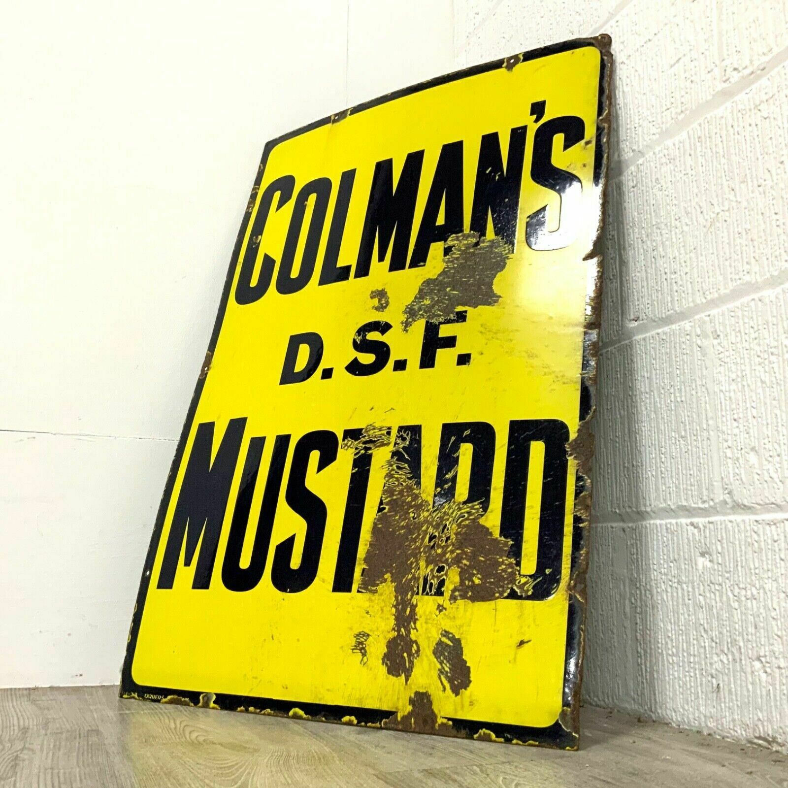 Antique Colemans Mustard Enamel Sign photo vinterior