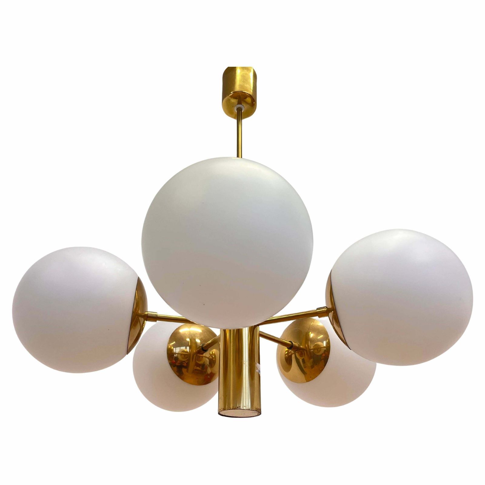 Big Brass Mid Century Sputnik Style Chandelier/ Pendant By Kaiser, 1970's