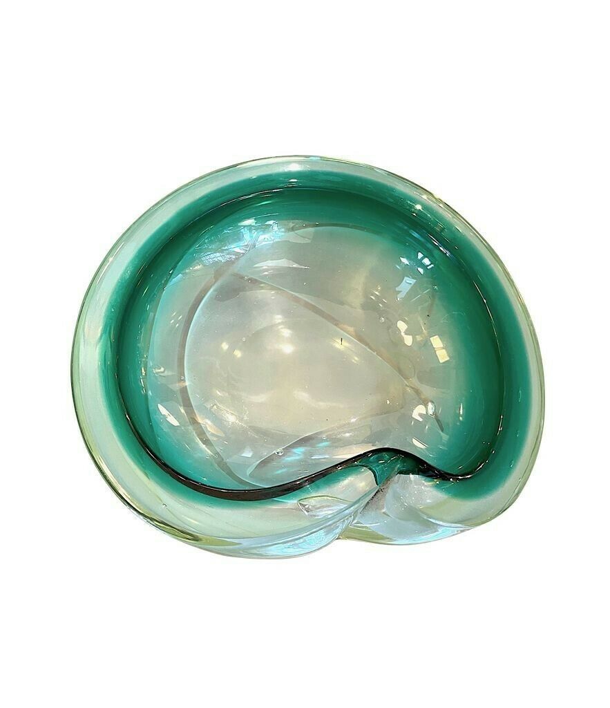 photo for sale An Italian 1960s Green Murano Glass Ashtray