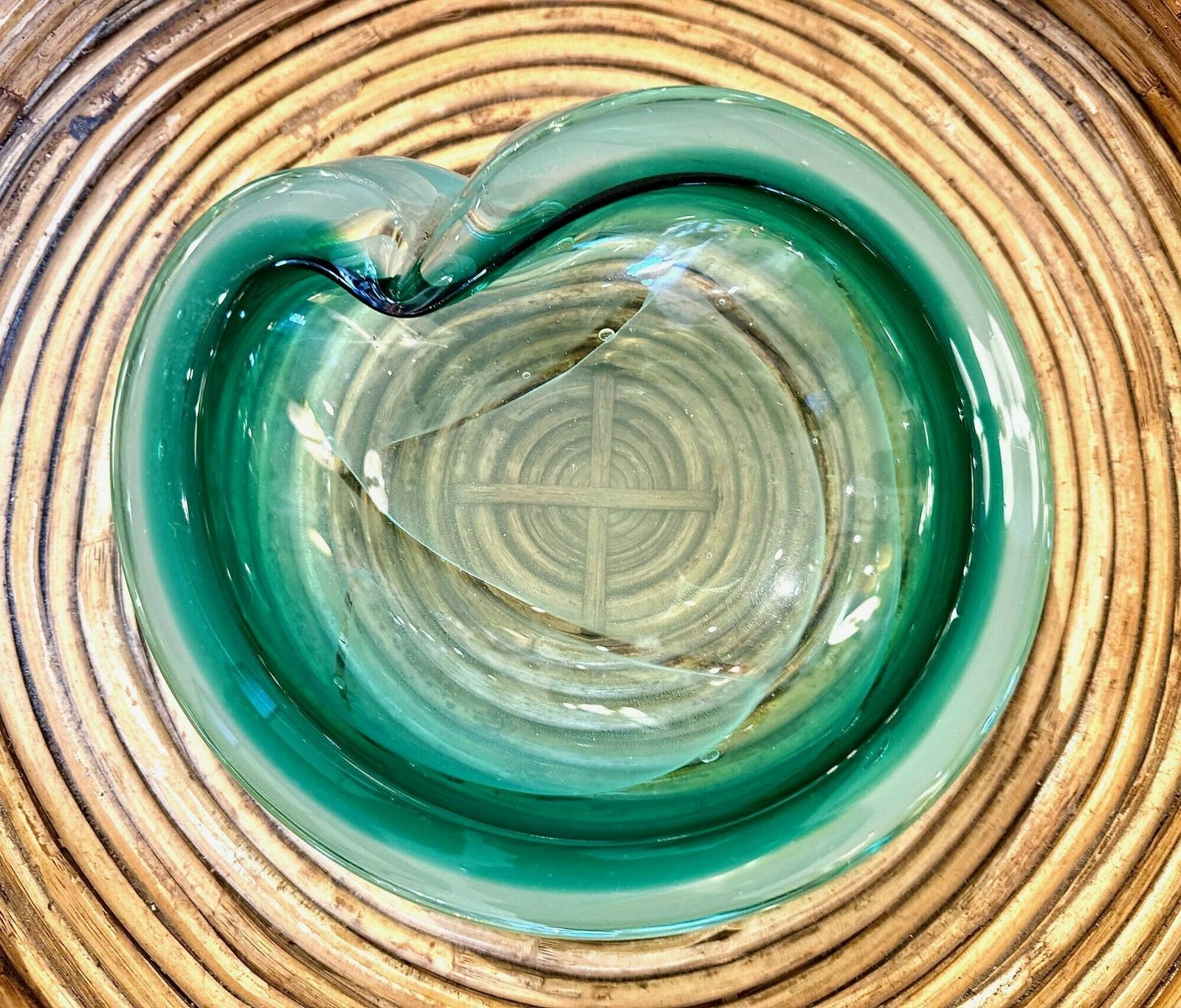 Home Decor An Italian 1960s Green Murano Glass Ashtray photo