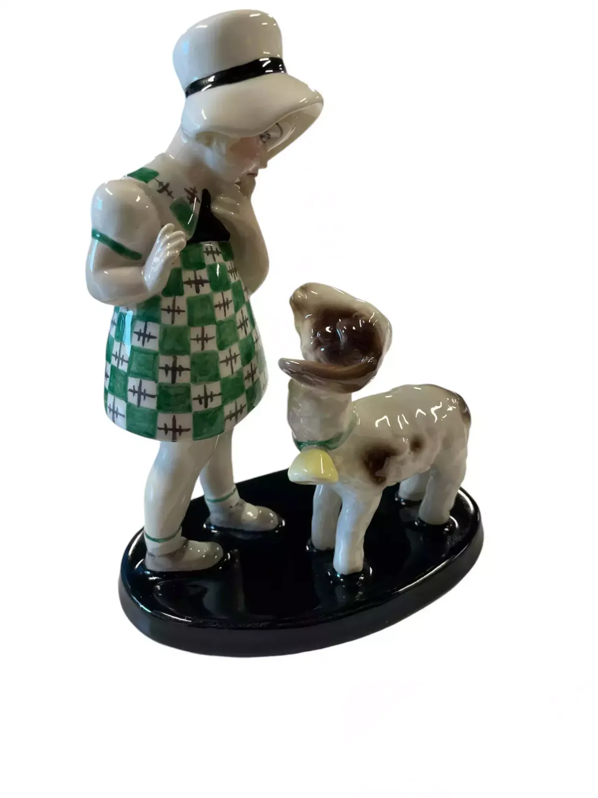 Goldscheider   Claire Weiss   Figurine Of Standing Girl With Hat And Lamb   Earthenware photo vinterior