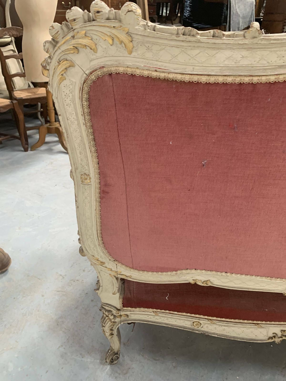 Louis XV Style Bench In Lacquered And Gilded Beech, 20th Century photo for sale