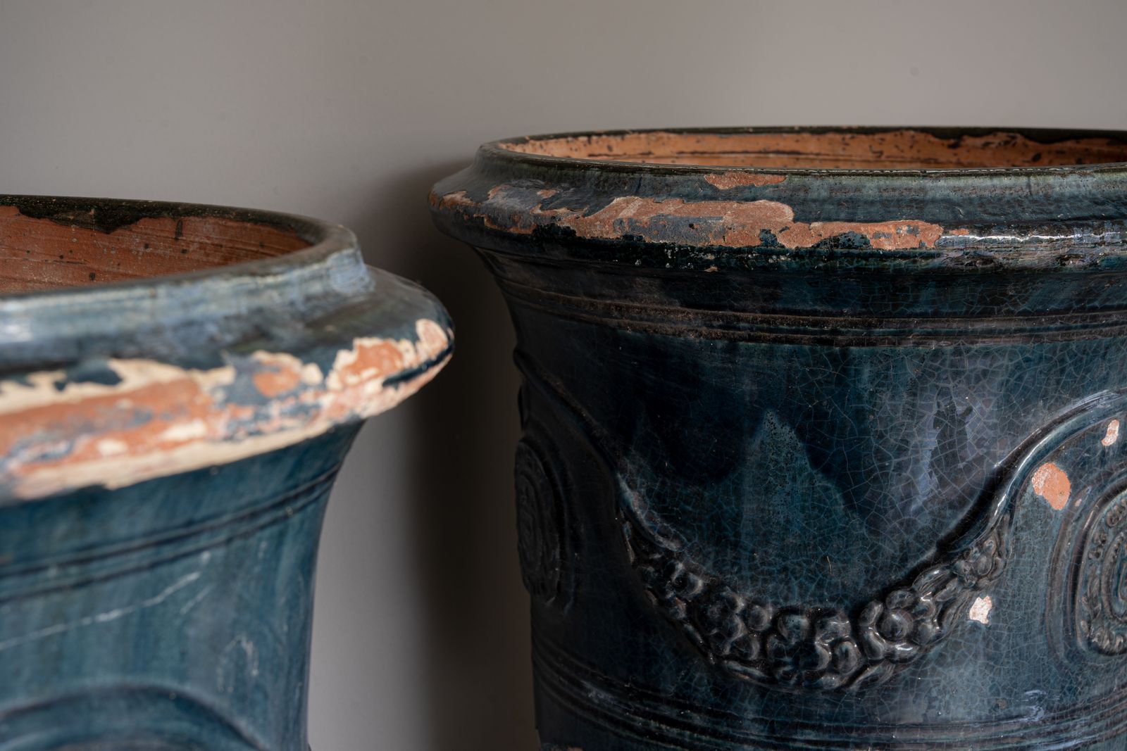 A Pair Of Blue Glazed Anduze French Vase photo furniture