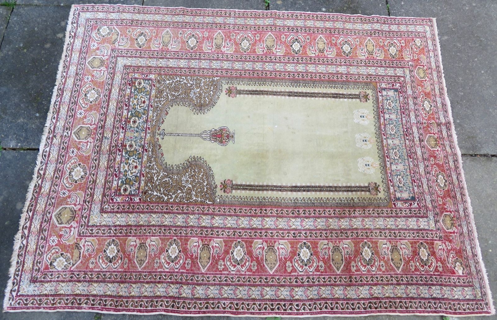 Antique Turkish Kayseri Prayer Rug.Pistachio/Aquamarine Central Ground. 171cm X 138cm. photo buy