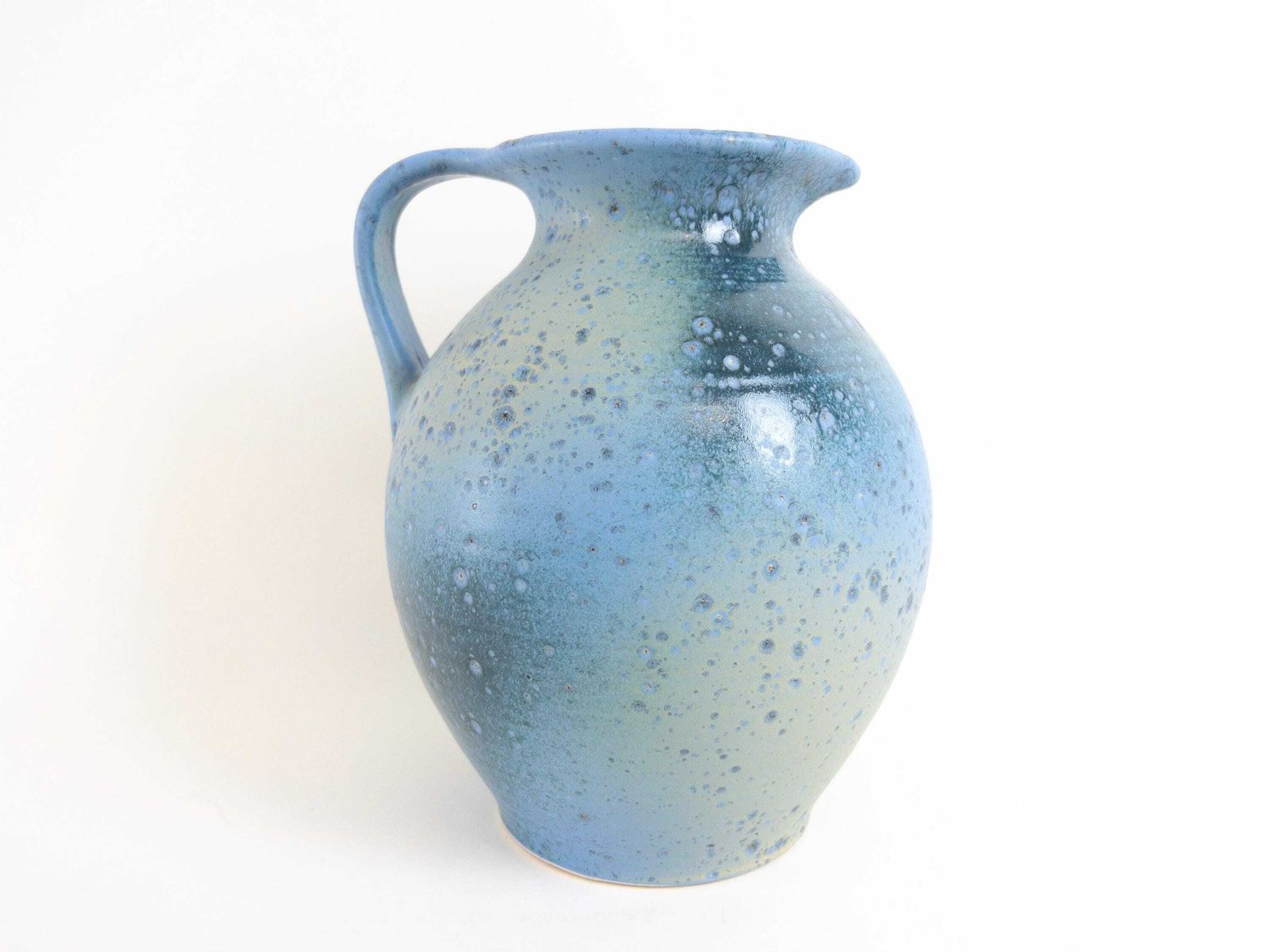 West German Vase By Scheurich   Large Blue Green Handled Vase   Scheurich 603 22