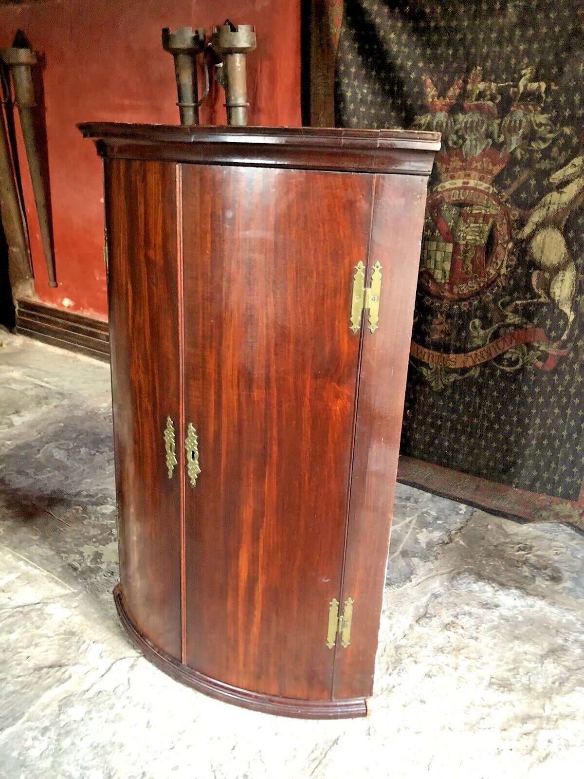 Original Antique Mahogany Period Tall  Georgian Corner Cabinet photo for sale