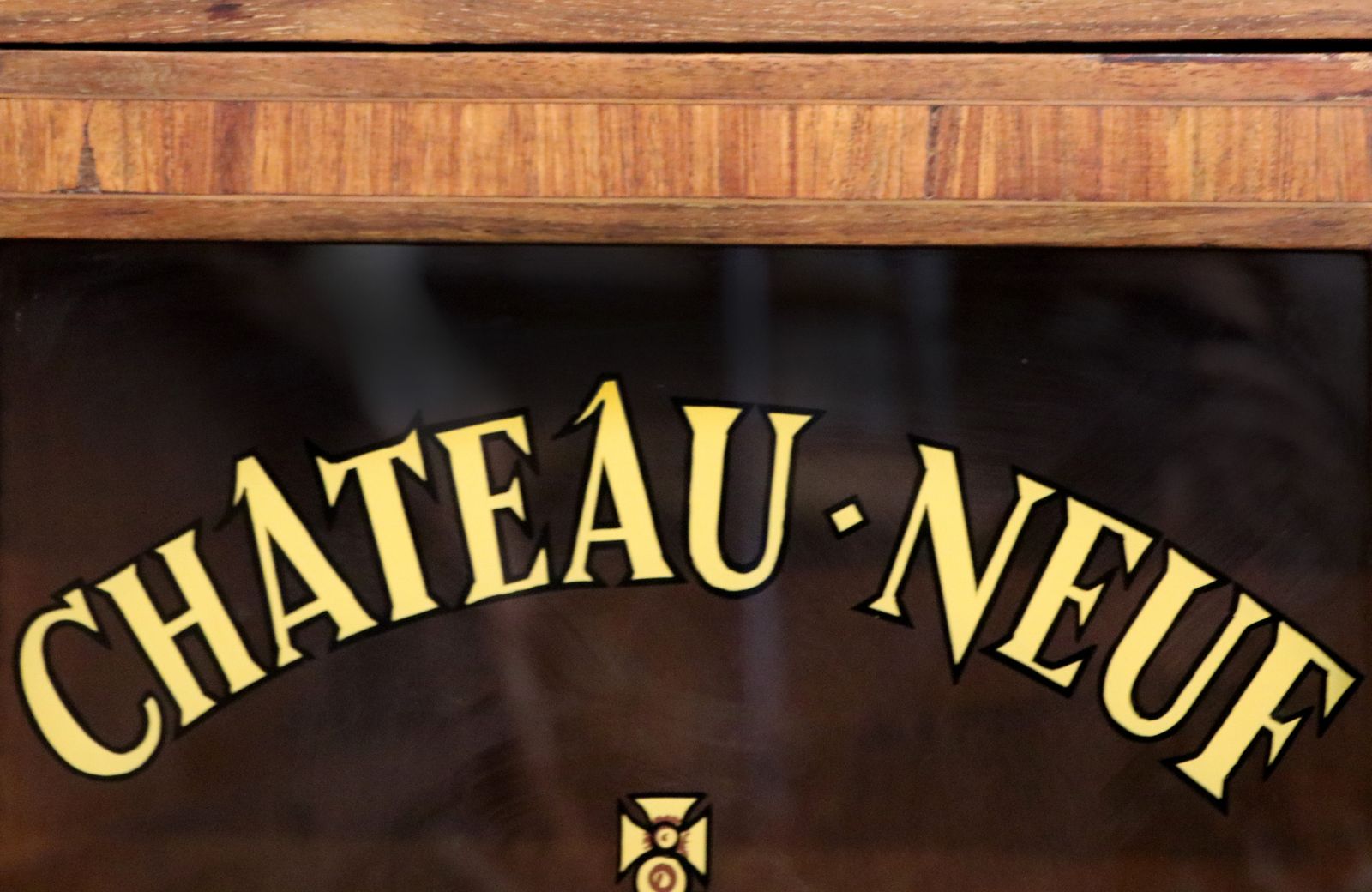 A Wonderful Early 20th Century French Glazed Display Cabinet, Later Hand Sign Written Rhone Valley Vineyards Of Chateauneuf Du Pape. photo 795.0