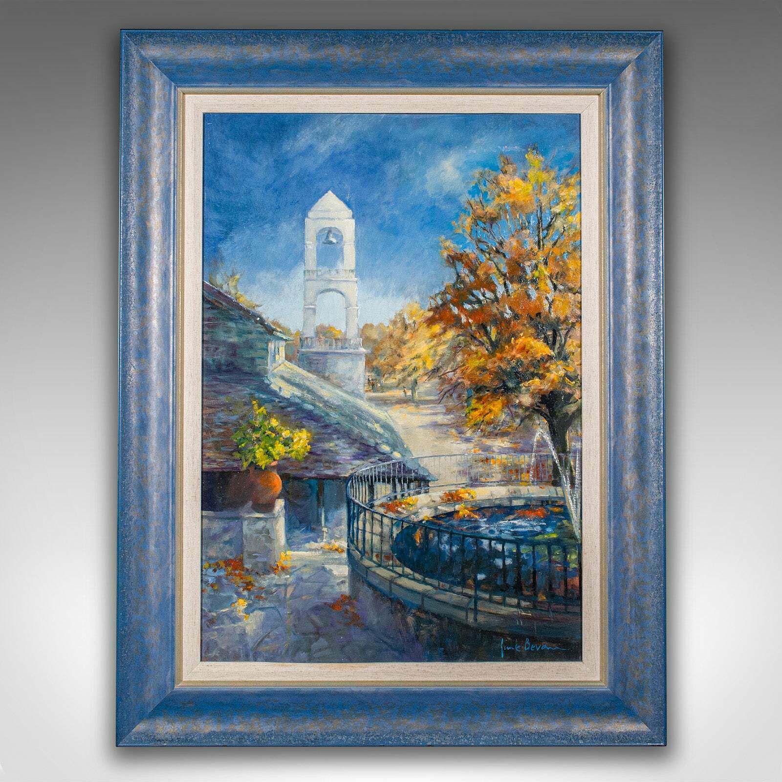 Vintage Landscape Painting, English, Framed Oil On Board, Art, Signed, C.1980 photo furniture