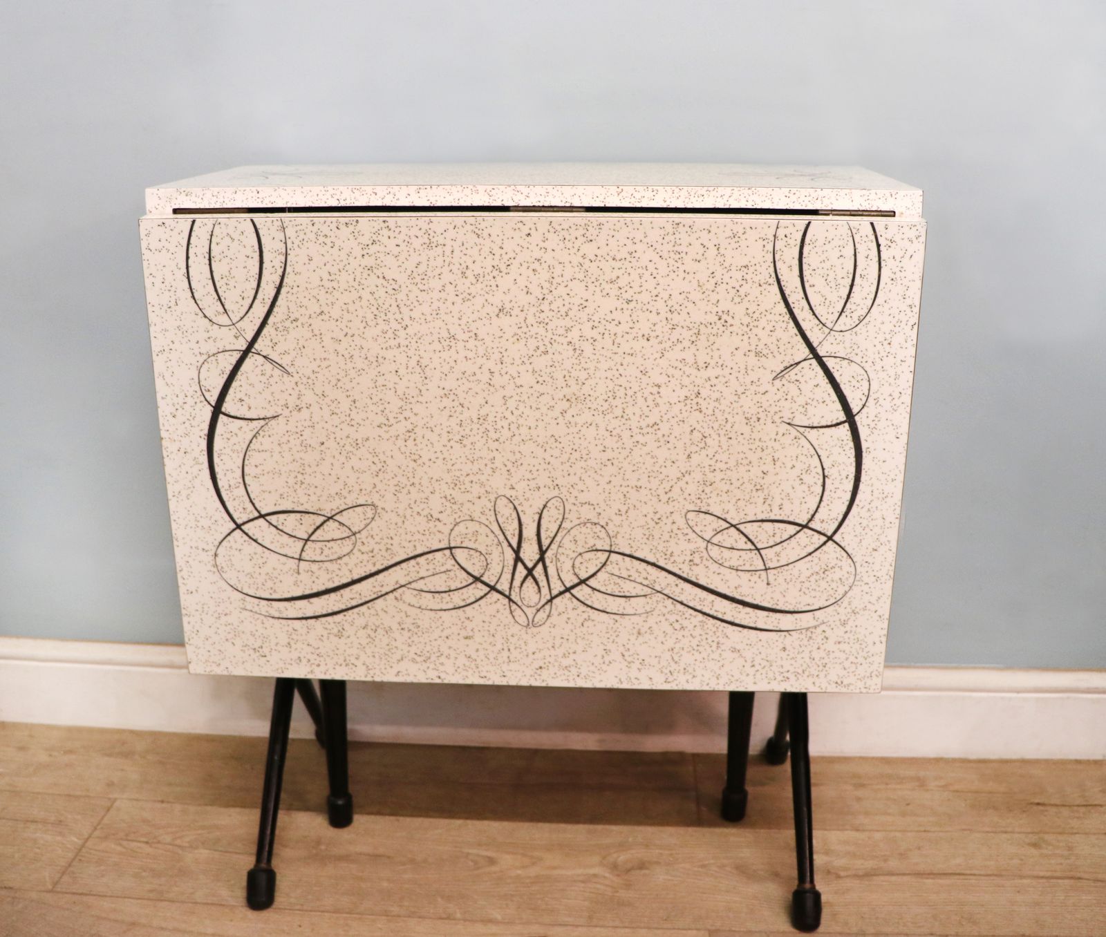A Lovely Retro Dropleaf Dining Table With Melamine Or Formica Granite Effect. photo furniture