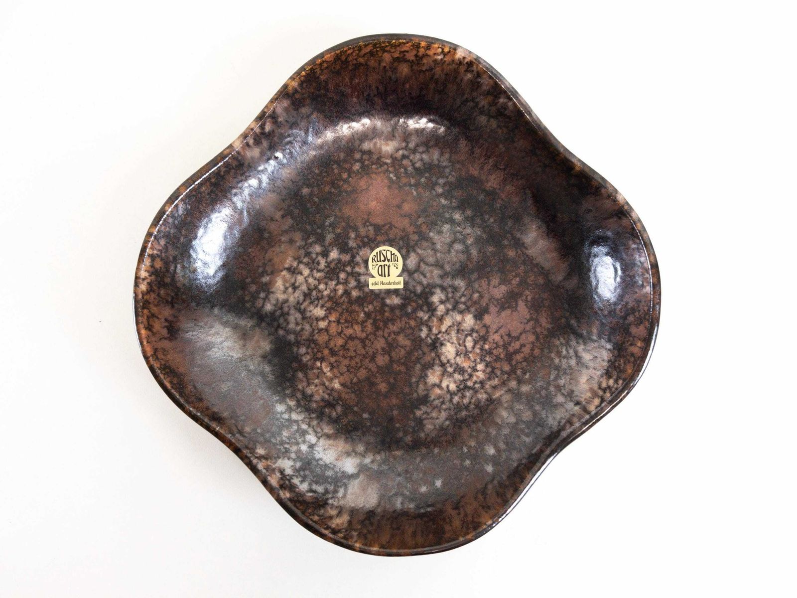 Ruscha Art Large Quadrifoglio Platter   West German Pottery   Ruscha With Original Sticker   Farmhouse Decor