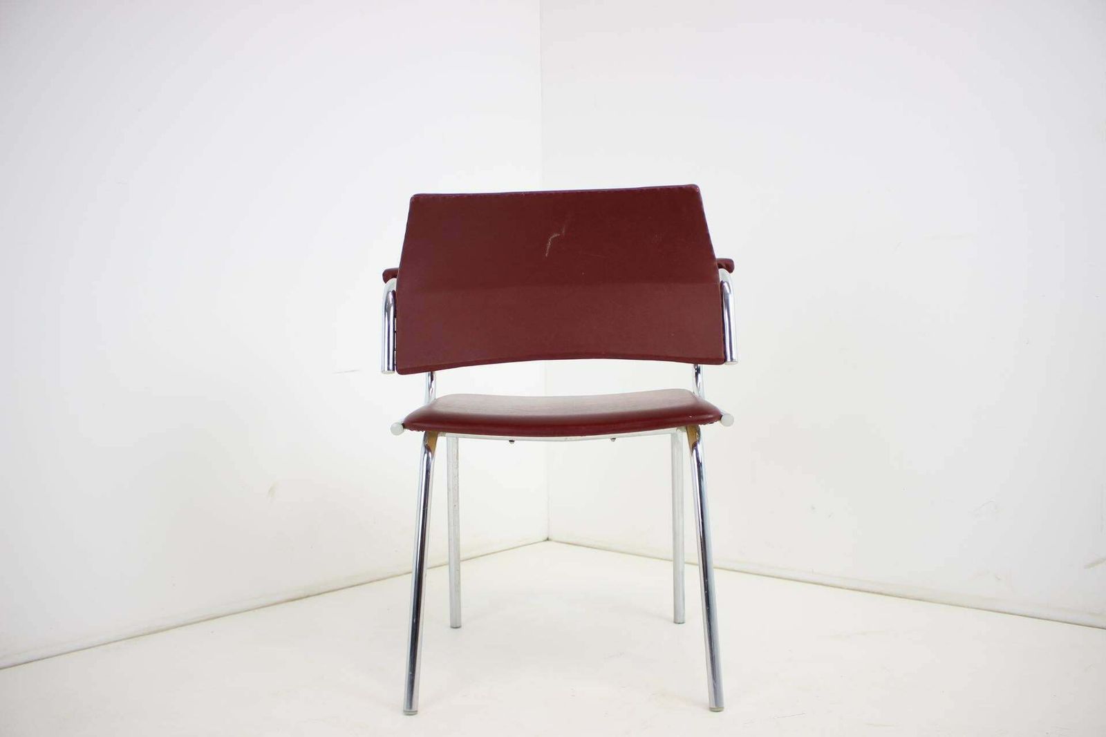 photo for sale Chrome (Faux) Leather Armchair By Kovona, 1980's, Czechoslovakia