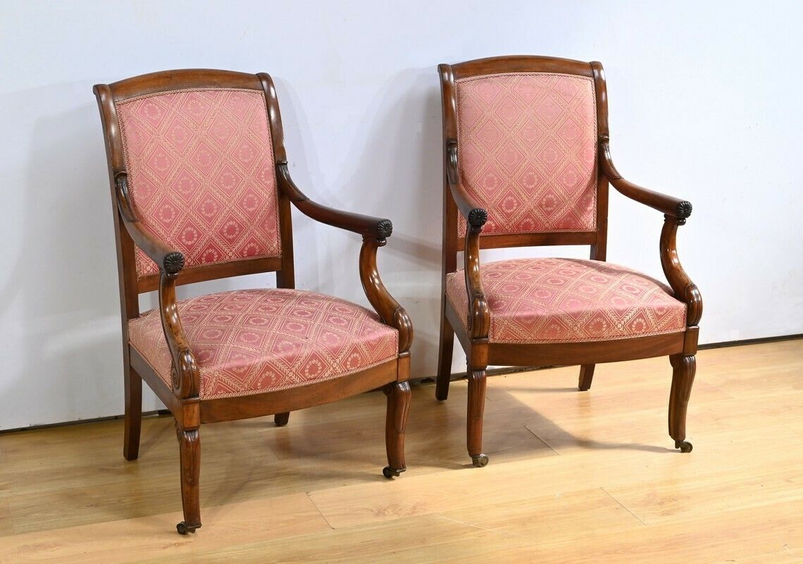 Pair Of Mahogany Armchairs, Restoration Period – Early 19th Century photo furniture