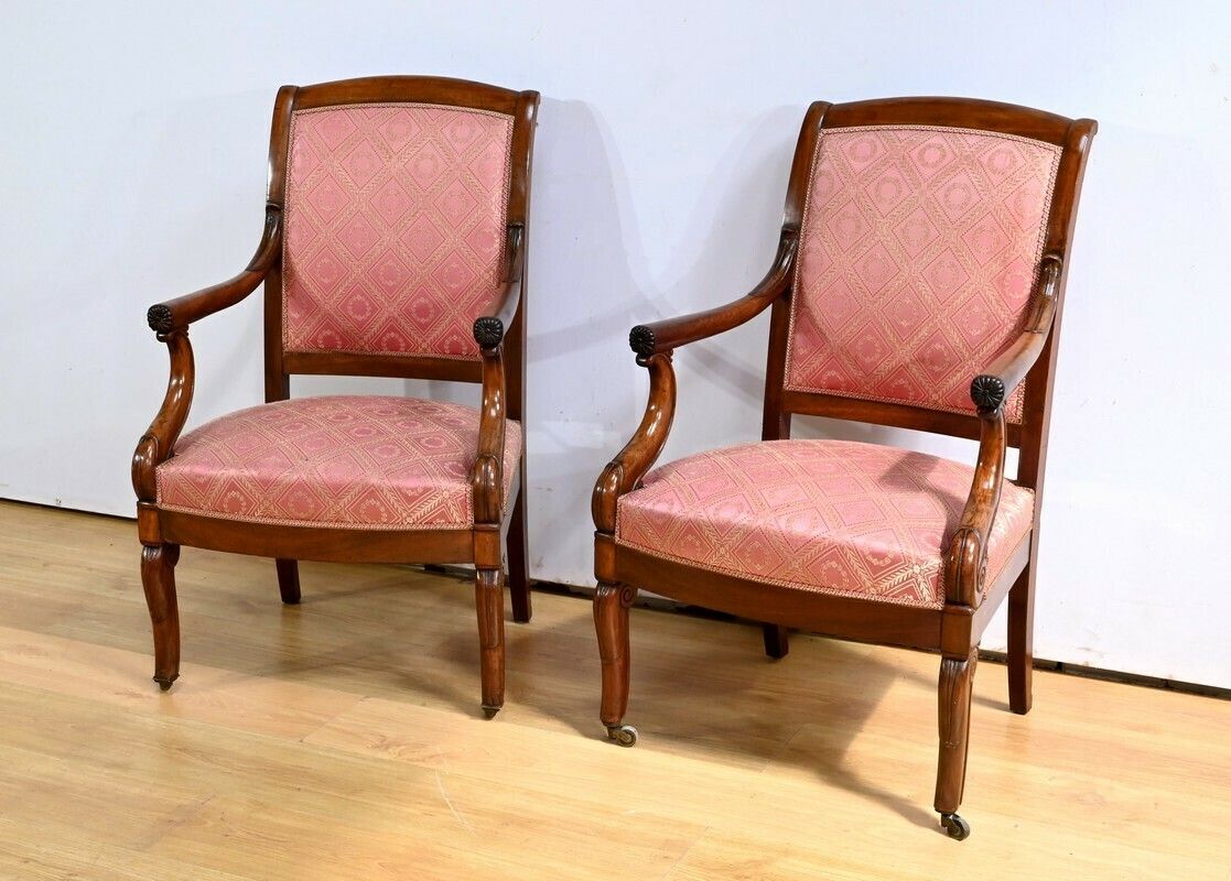 Pair Of Mahogany Armchairs, Restoration Period – Early 19th Century photo for sale