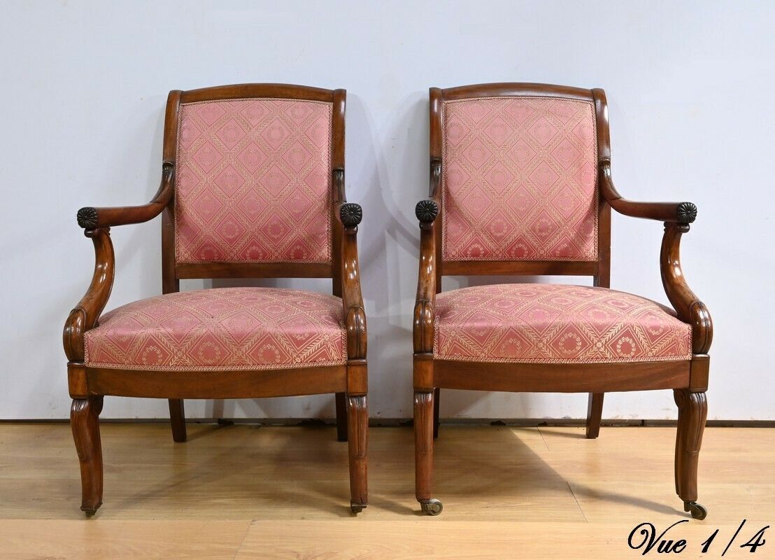 Pair Of Mahogany Armchairs, Restoration Period – Early 19th Century photo 1300.0