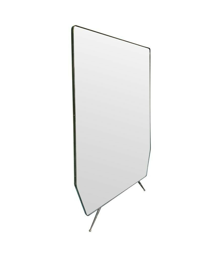 A Large Original Italian 1950s Full Length Brass Framed Mirror With Shaped Solid Brass Legs photo for sale