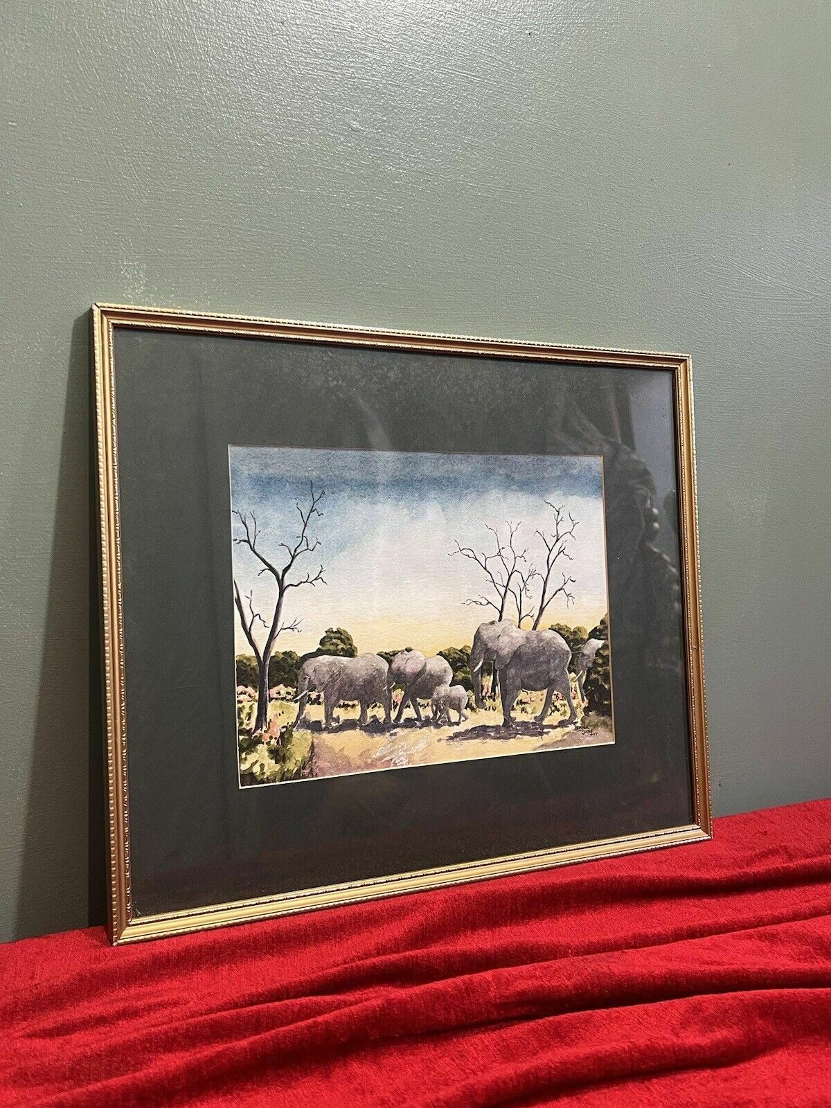 photo vinterior Herd Of Elephants Watercolour By Renowned Artist Brian E Jones