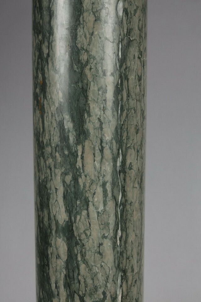 Pair Of Columns In Green Estours Marble And Light Green Base With Corinthian Capitals photo vintage