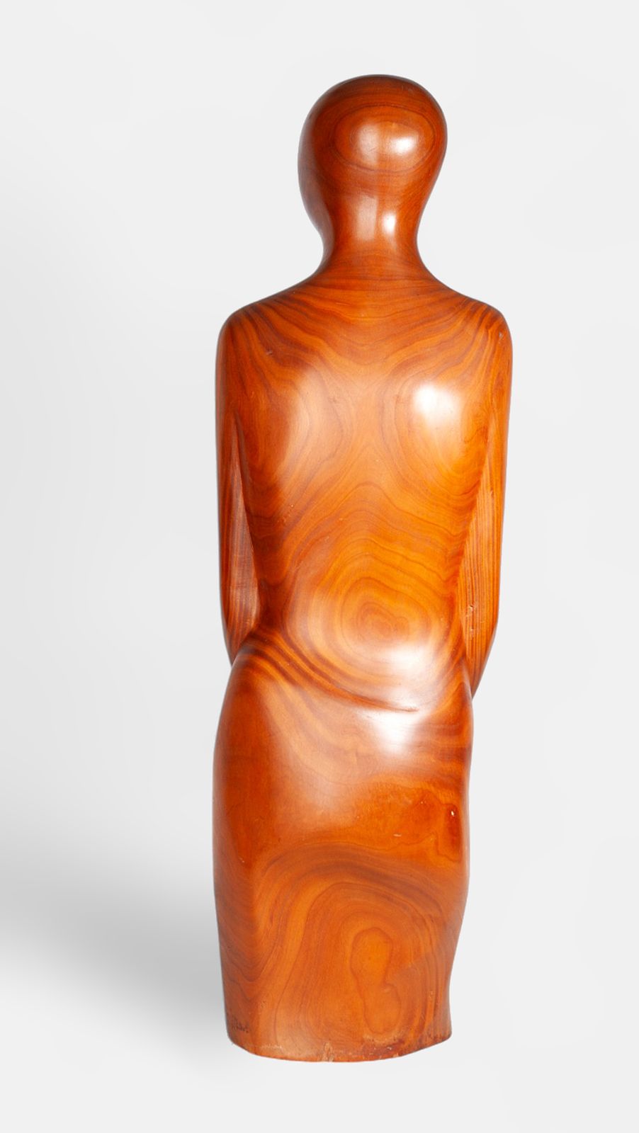 Late 20th Century Varnished Wood Decorative Feminine Sculpture With Carved Abdominal Void, Brazil photo vinterior