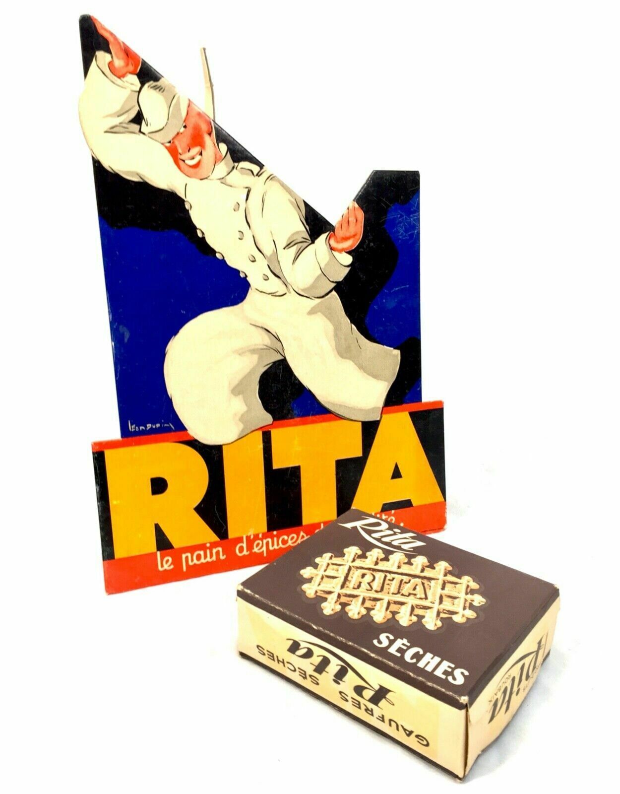 Antique Advertising   1930s French Bakery Counter Show Card For Rita Gingerbread photo Art