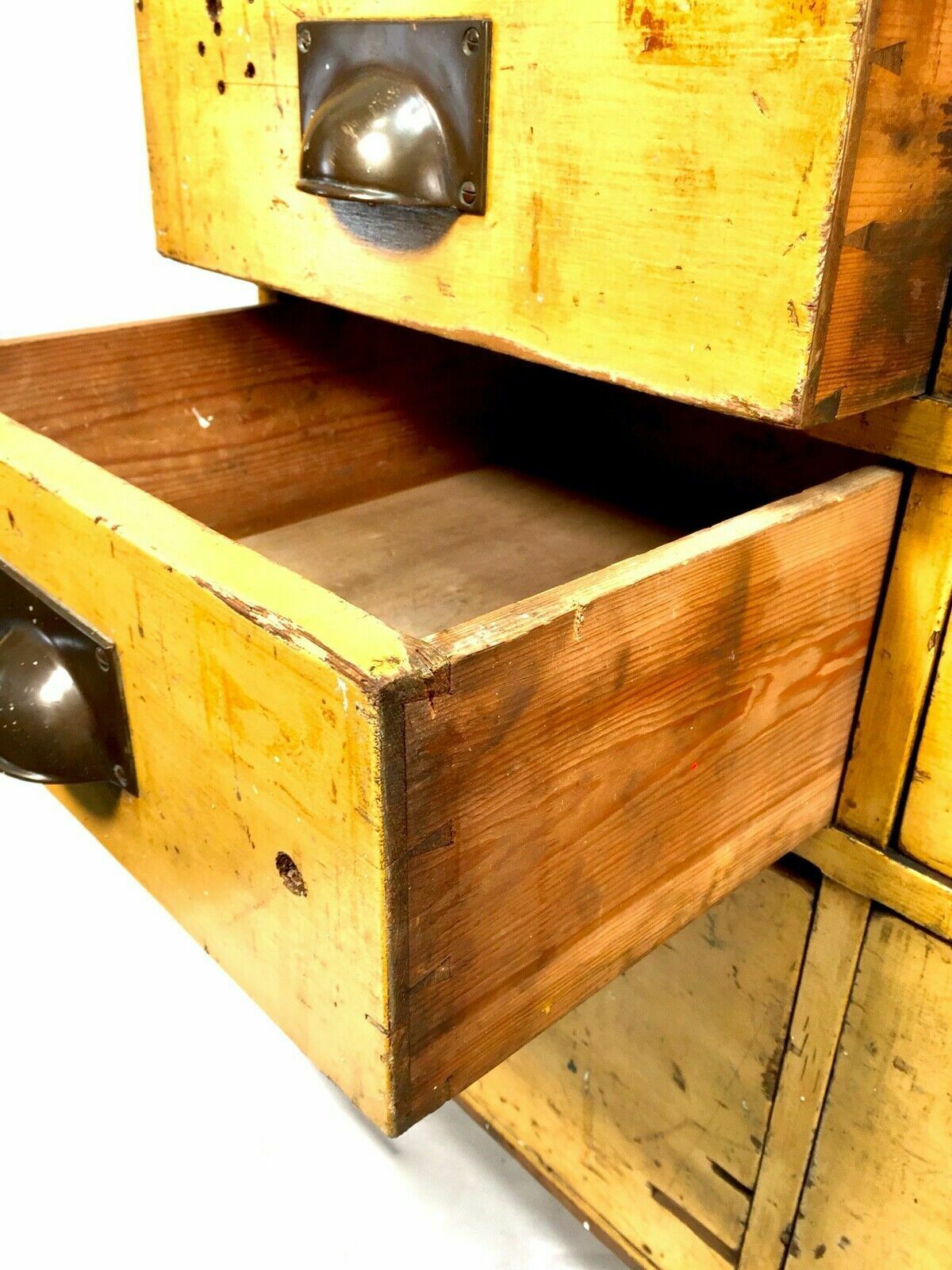 Antique Large Rustic Painted Chest Of Storage Drawers / Filing Cabinet / C.1900 photo buy