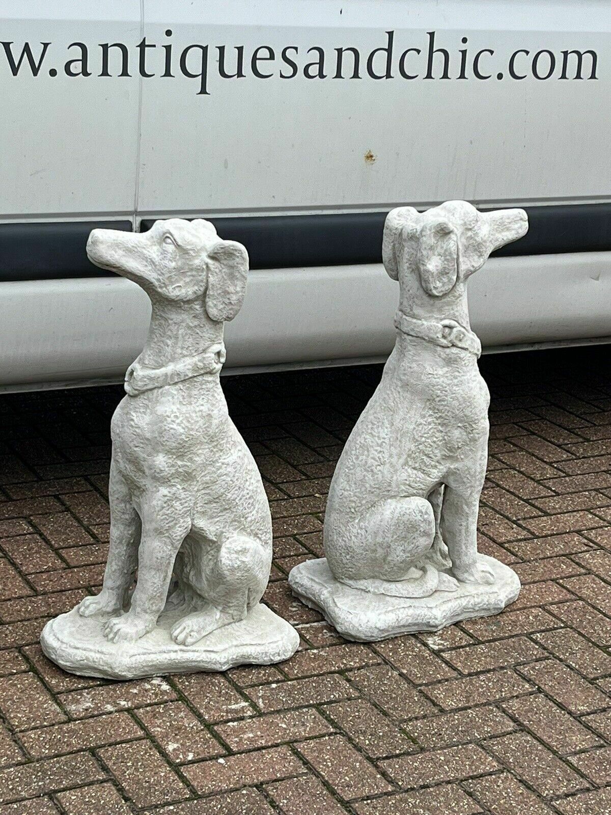 Life Size Pair Of Garden Seated Dog Statues, Great Look. Very Heavy. photo buy