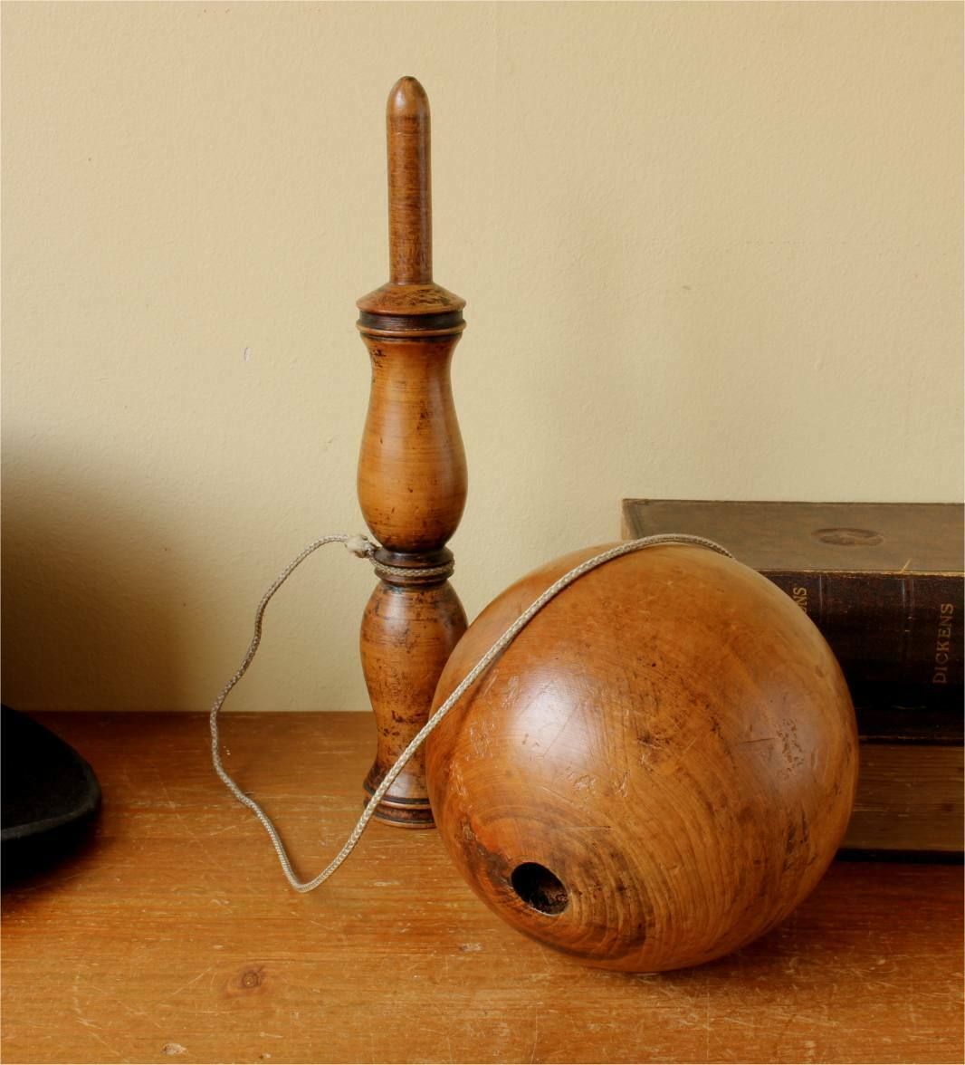 X Large Wooden Bilboquet. 19th Century Wood Cup & Ball Game. Bilbocatch. photo Home Decor