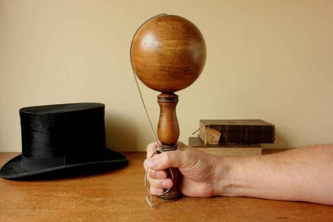 X Large Wooden Bilboquet. 19th Century Wood Cup & Ball Game. Bilbocatch. photo buy