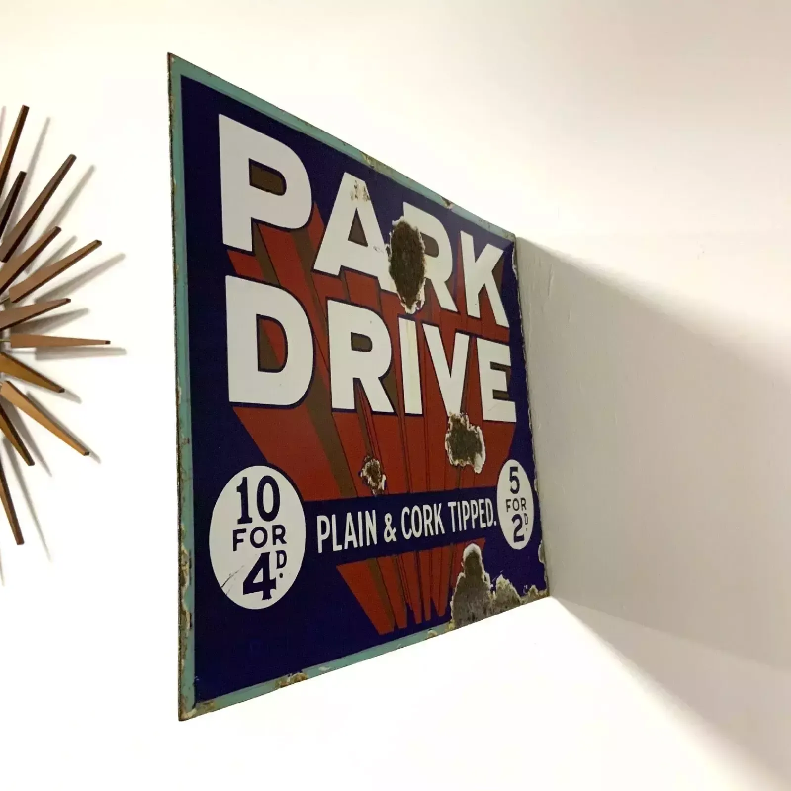 Park Drive Cigarettes Double Sided Enamel Advertising Sign photo furniture